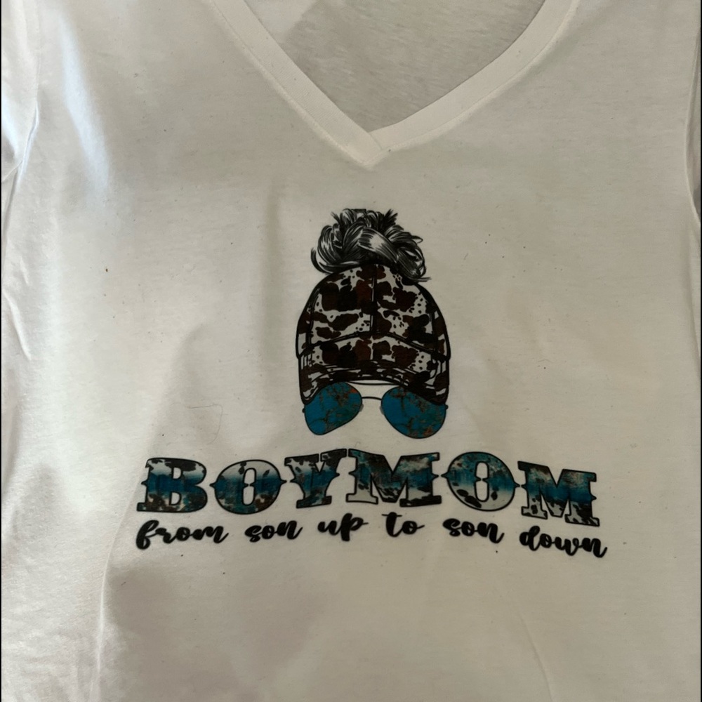 Boy  mom t shirt cow print